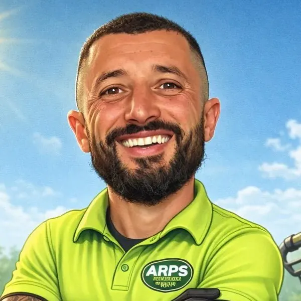 Frank Commisso in his ARPS shirt, smiling, arms crossed